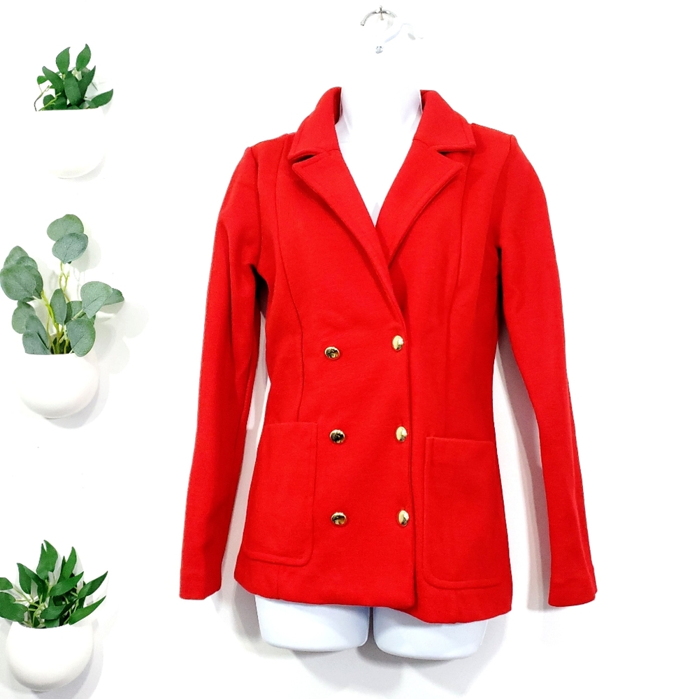 Vintage Baccini Red Blazer with Gold Buttons